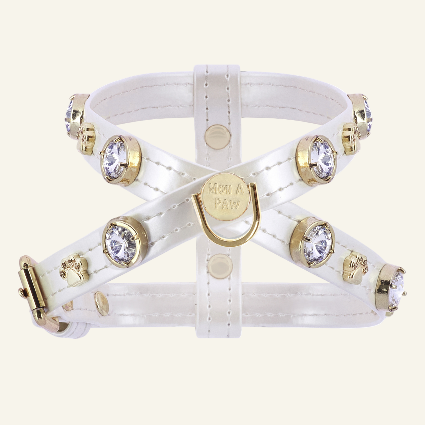 Lily Swarovski Sedefli Beyaz Göğüs Tasması