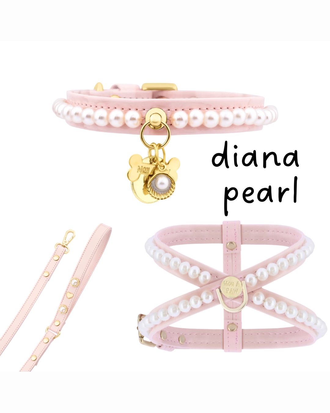 Diana İncili Köpek Tasması 🦪 | Pembe