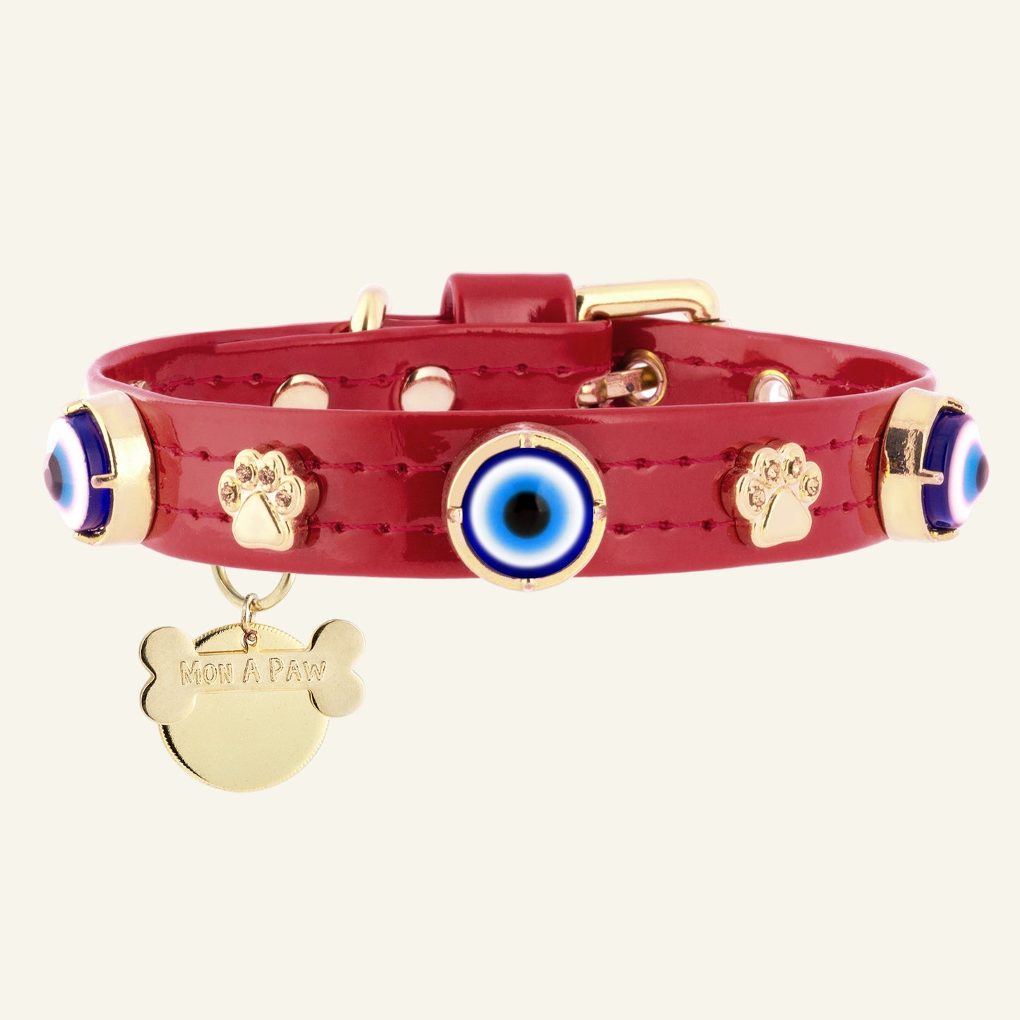 MAUVAIS Nazar Boncuklu Kırmızı Köpek Tasması 🧿