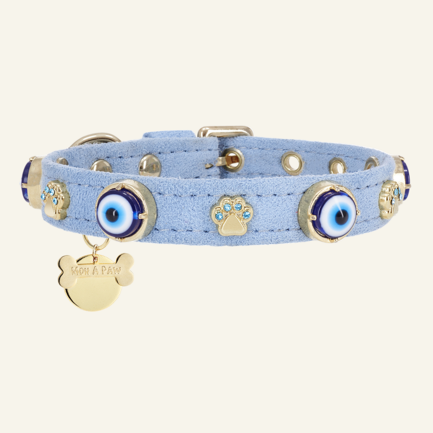 Süet Nazar Boncuklu Köpek Boyun Tasması | Azure 🧿