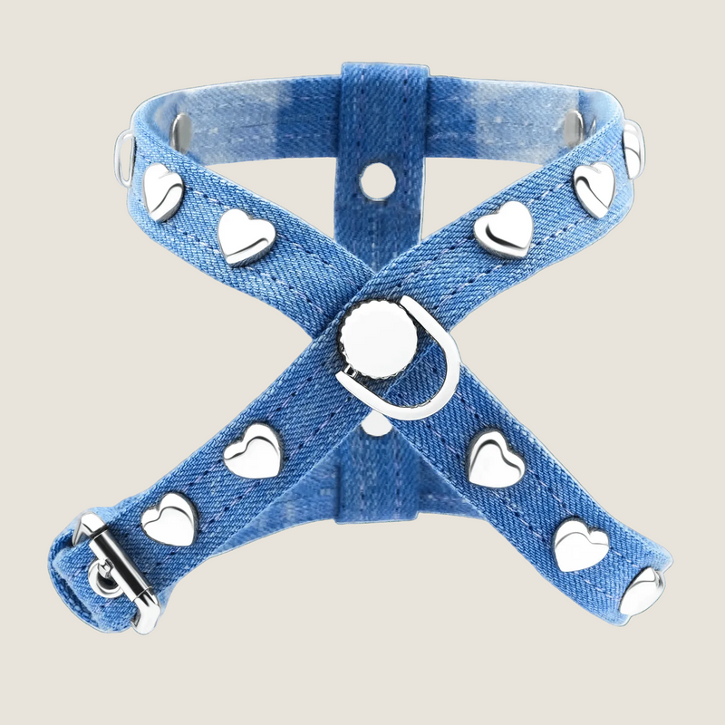 Lovefool Ice Blue denim göğüs tasması, Mon A Paw