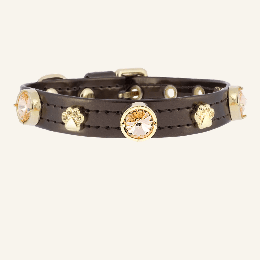 Espresso Swarovski Kedi Tasması - Mon A Paw