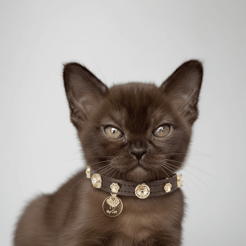 Espresso Swarovski Kedi Tasması - Mon A Paw