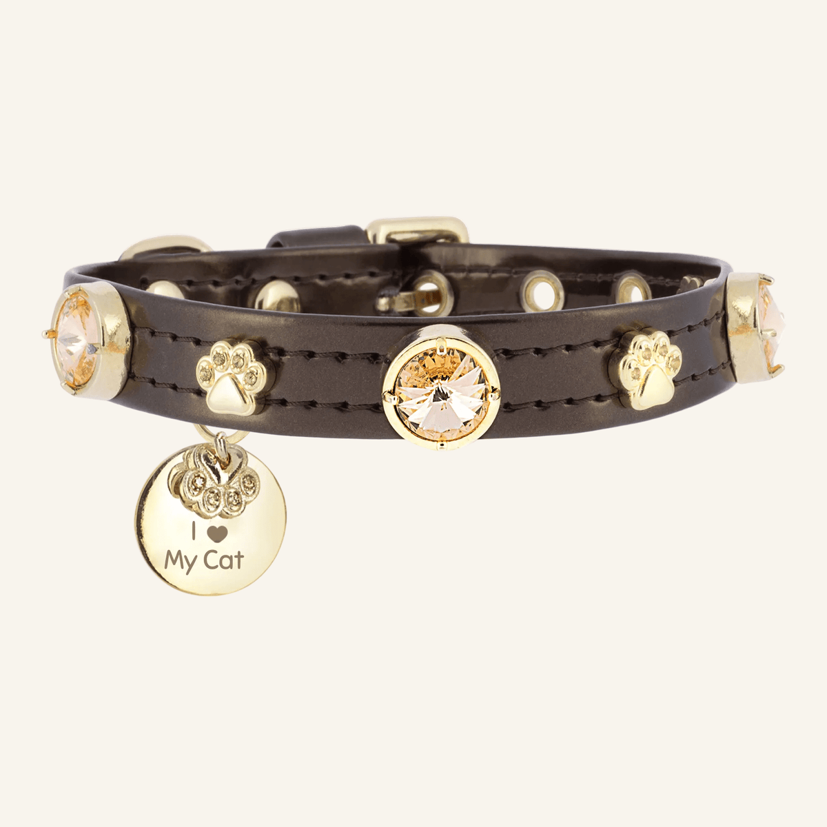 Espresso Swarovski Kedi Tasması - Mon A Paw