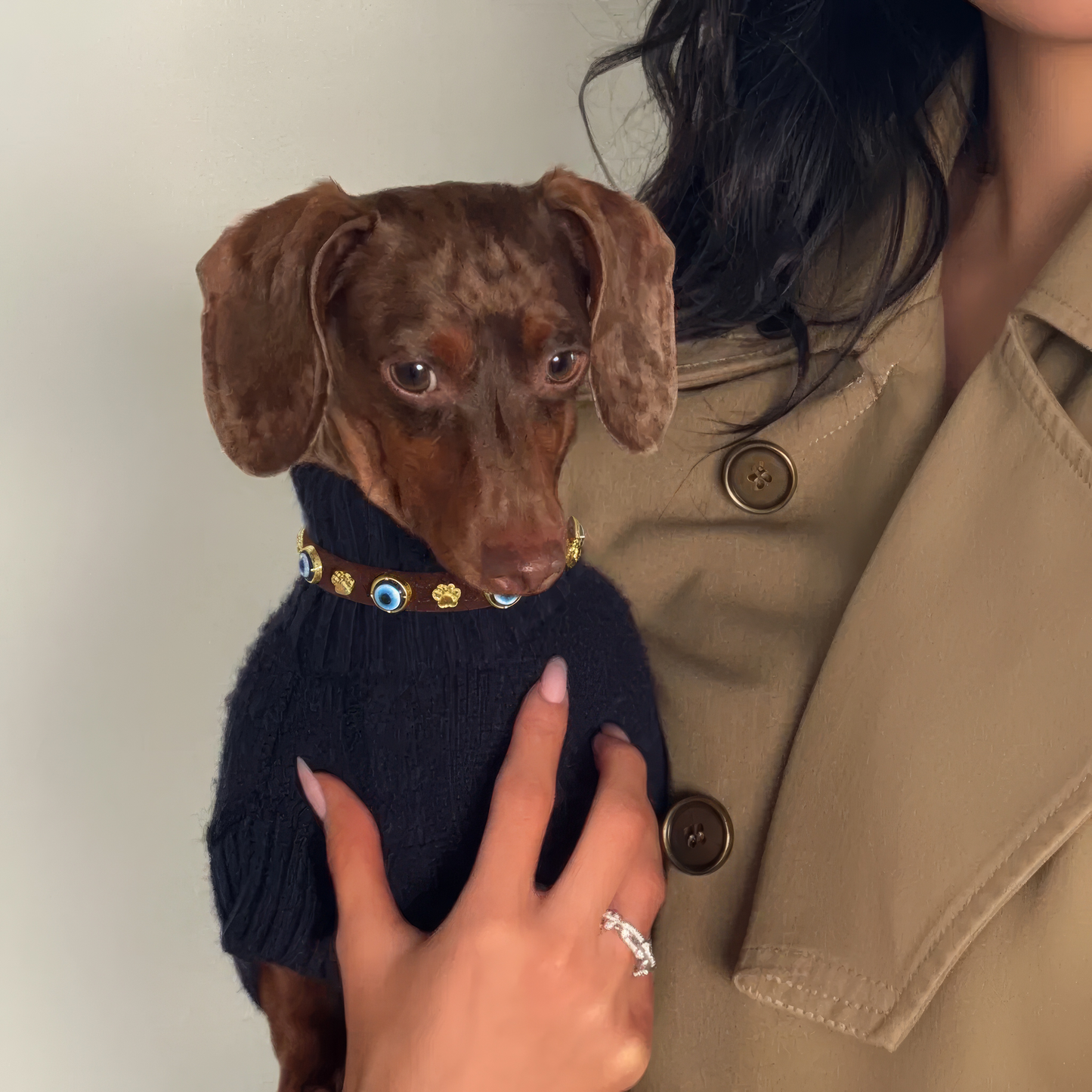 Süet Nazar Boncuklu Köpek Boyun  Tasması | Bitter 🧿