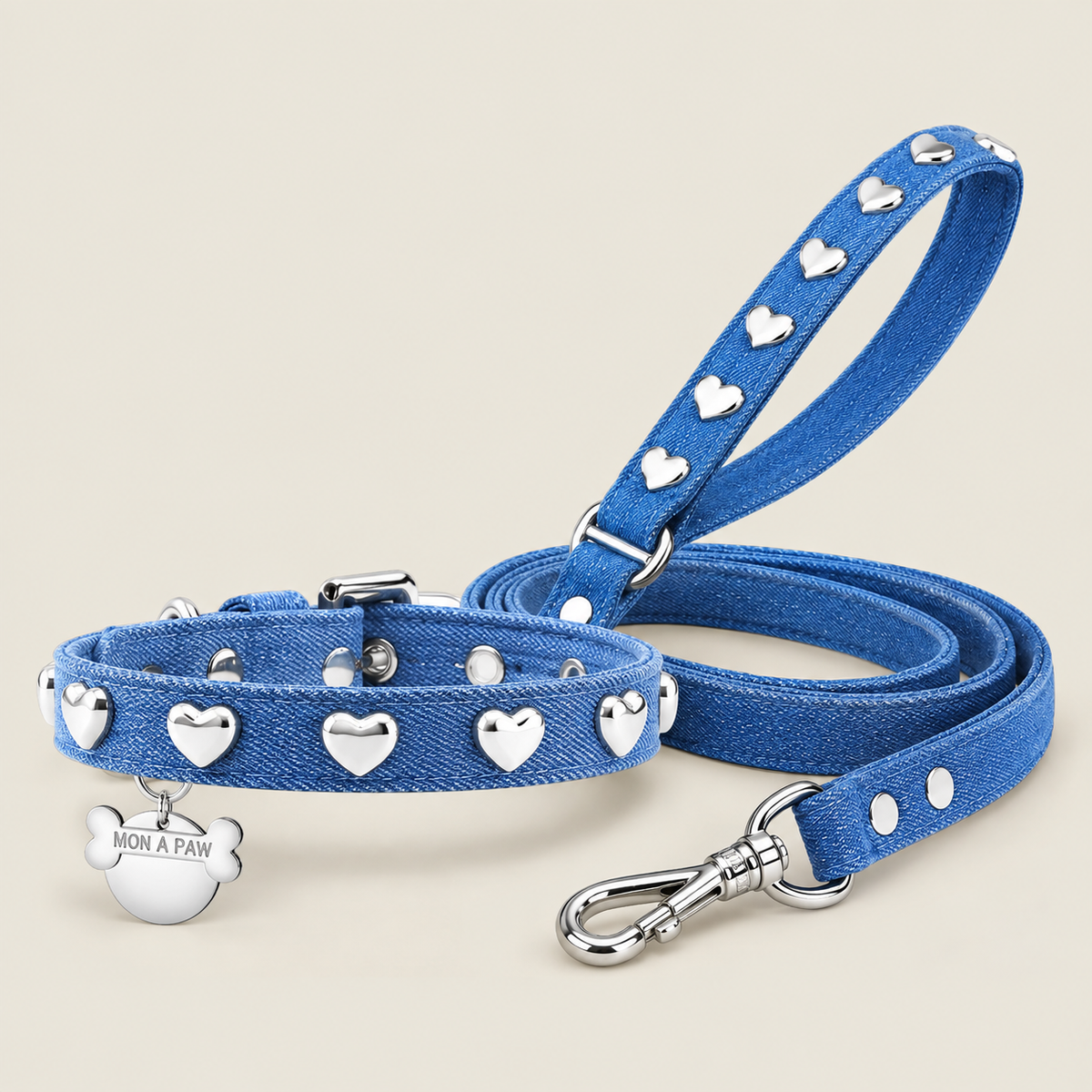 Lovefool Ice Blue Denim Boyun Tasma Yürüyüş Seti - Mon A Paw