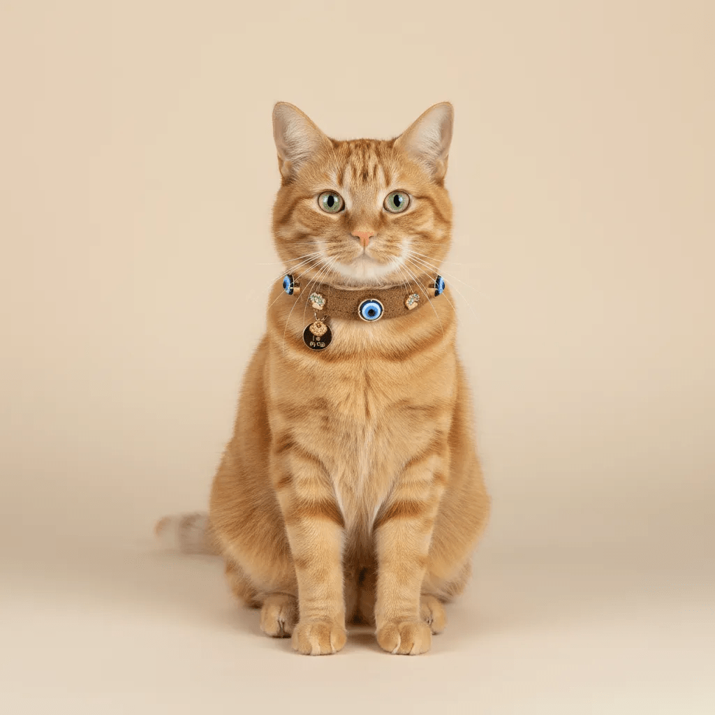 Süet Nazarlıklı Kedi Tasması | Tarçın - Mon A Paw